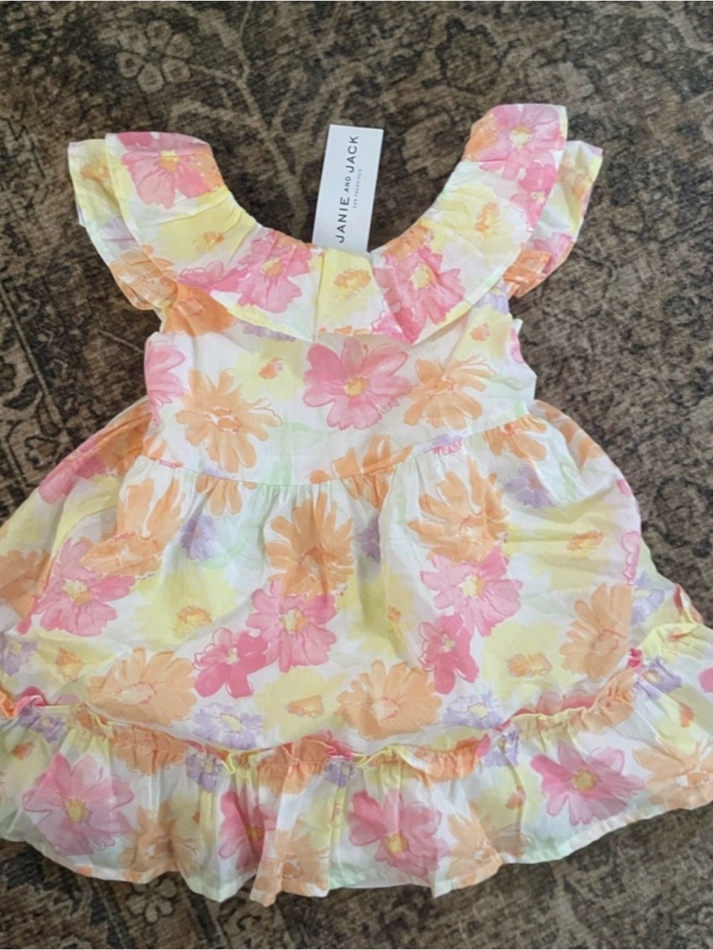 Janie and Jack Pastel Floral Dress - Yellow, Lavender & Peach